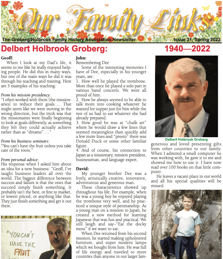 front page of the newsletter