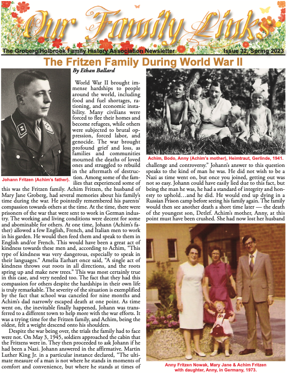 front page of the newsletter