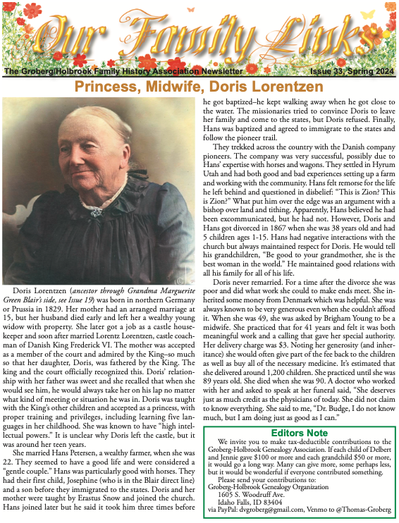 front page of the newslatter